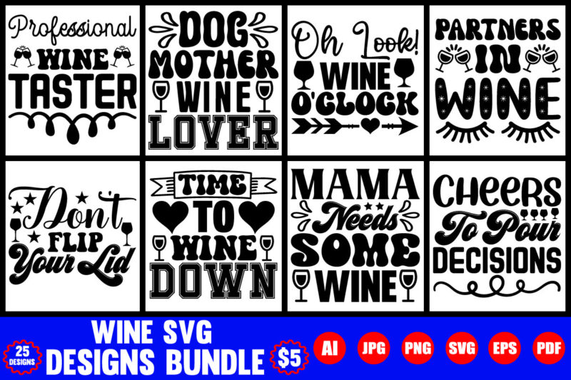 wine svg designs bundle
