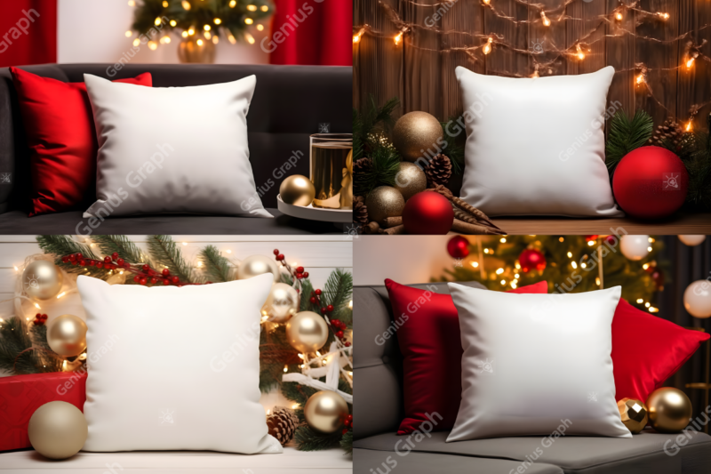 Cozy Christmas Pillow Mockup Bundle