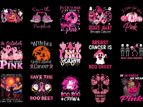 15 breast cancer halloween shirt designs bundle for commercial use part 3, breast cancer halloween t-shirt, breast cancer halloween png file, breast cancer halloween digital file, breast cancer halloween gift,