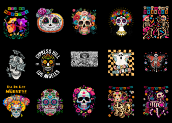 15 Day of the Dead Shirt Designs Bundle For Commercial Use Part 3, Day of the Dead T-shirt, Day of the Dead png file, Day of the Dead digital file,