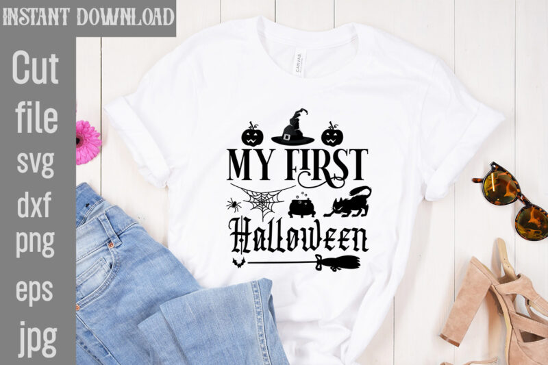 My First Halloween T-shirt Design,Bad Witch T-shirt Design,Trick or Treat T-Shirt Design, Trick or Treat Vector T-Shirt Design, Trick or Treat , Boo Boo Crew T-Shirt Design, Boo Boo Crew