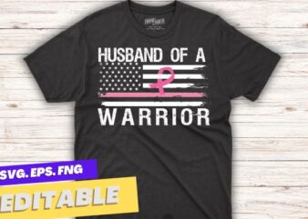 Husband Of A Warrior Breast Cancer Awareness T-Shirt design vector, black women, afro girl, breast cancer,support breast cancer, Pink Ribbon, cancer awareness, survivors