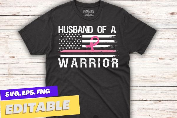 Husband of a warrior breast cancer awareness t-shirt design vector, black women, afro girl, breast cancer,support breast cancer, pink ribbon, cancer awareness, survivors