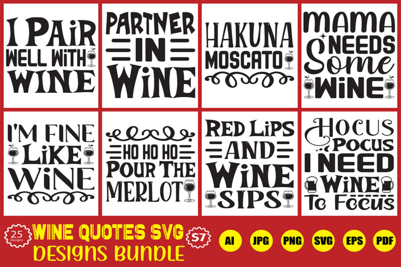 wine quotes svg designs bundle