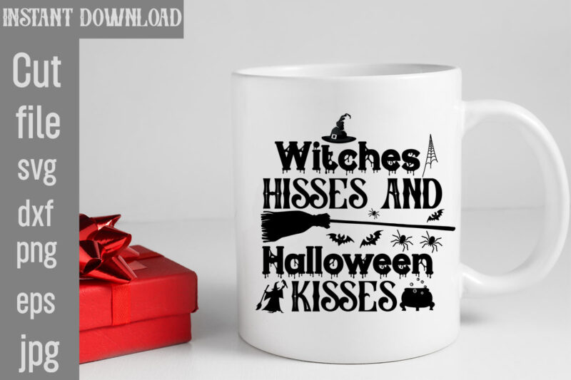 Witches Hisses And Halloween Kisses T-shirt Design,Bad Witch T-shirt Design,Trick or Treat T-Shirt Design, Trick or Treat Vector T-Shirt Design, Trick or Treat , Boo Boo Crew T-Shirt Design, Boo