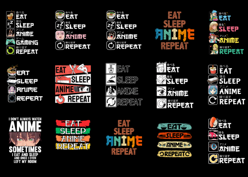 15 Eat Sleep Anime Shirt Designs Bundle For Commercial Use Part 3, Eat Sleep Anime T-shirt, Eat Sleep Anime png file, Eat Sleep Anime digital file, Eat Sleep Anime gift,