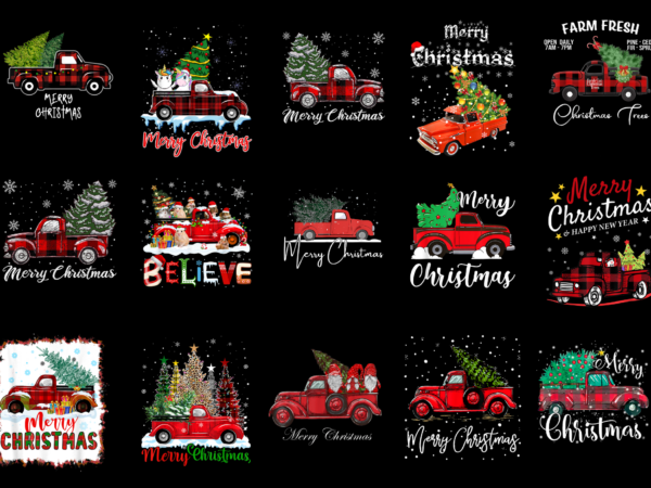 15 red truck christmas tree shirt designs bundle for commercial use part 3, red truck christmas tree t-shirt, red truck christmas tree png file, red truck christmas tree digital file,