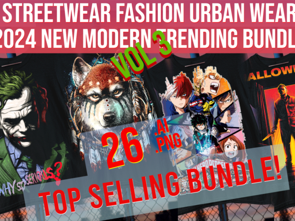 Streetwear fashion urban wear 2024 new modern trending bundle vol 3 t shirt template vector