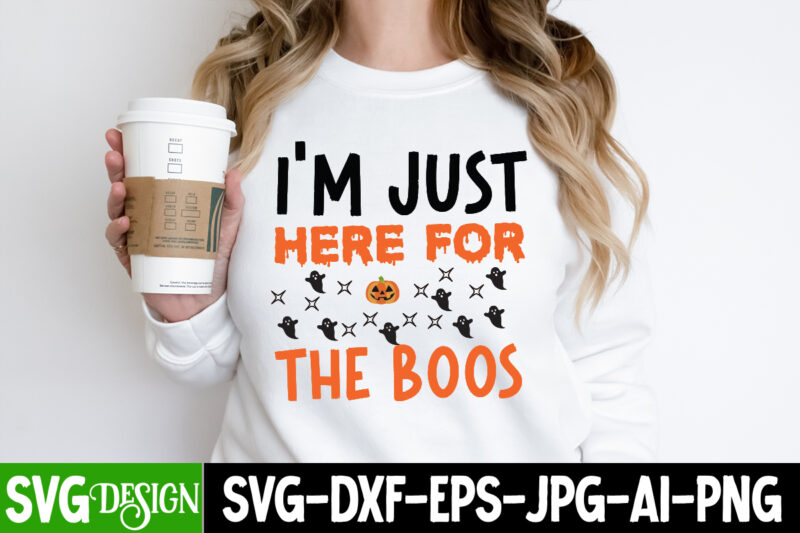 I'm Just here For the Boos T-Shirt Design, I'm Just here For the Boos Vector t-Shirt Design, Happy Boo Season T-Shirt Design, Happy Boo Season vector t-Shirt Design, Halloween T-Shirt