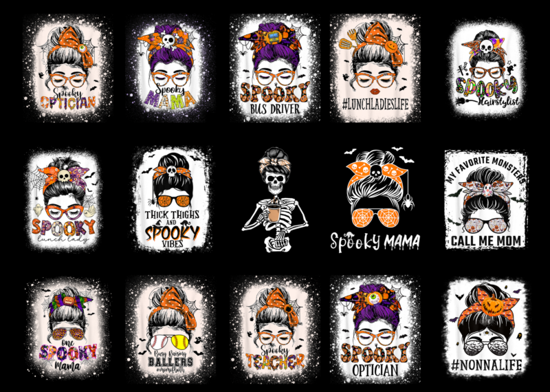 15 Messy Bun Halloween Shirt Designs Bundle For Commercial Use Part 4, Messy Bun Halloween T-shirt, Messy Bun Halloween png file, Messy Bun Halloween digital file, Messy Bun Halloween gift,