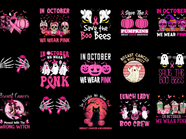 15 breast cancer halloween shirt designs bundle for commercial use part 4, breast cancer halloween t-shirt, breast cancer halloween png file, breast cancer halloween digital file, breast cancer halloween gift,