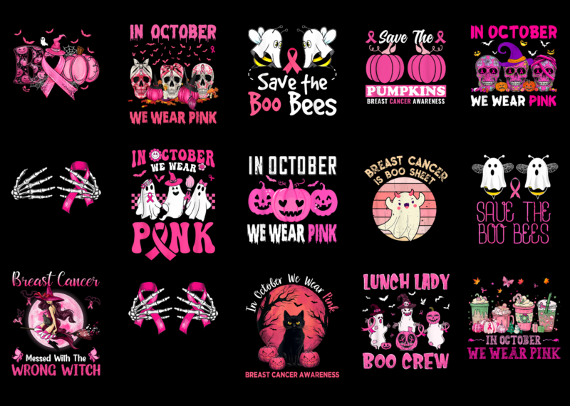 15 Breast Cancer Halloween Shirt Designs Bundle For Commercial Use Part 4, Breast Cancer Halloween T-shirt, Breast Cancer Halloween png file, Breast Cancer Halloween digital file, Breast Cancer Halloween gift,