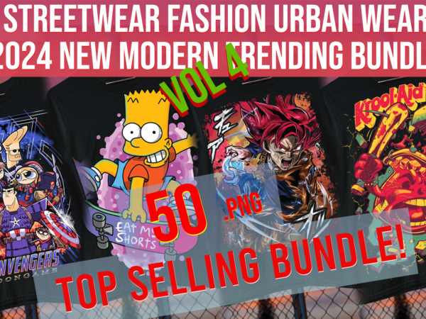 Streetwear fashion urban wear 2024 new modern trending bundle vol 4 t shirt template vector