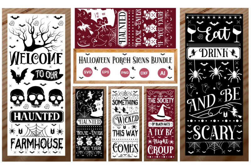 Halloween Porch Signs SVG Bundle halloween svg, halloween svg bundle, farmhouse halloween svg, farmhouse halloween svg bundle, old farmhouse halloween sighs svg, farmhouse halloween signs svg, vintage halloween signs svg,