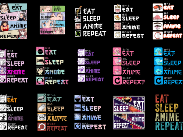 15 eat sleep anime shirt designs bundle for commercial use part 5, eat sleep anime t-shirt, eat sleep anime png file, eat sleep anime digital file, eat sleep anime gift,
