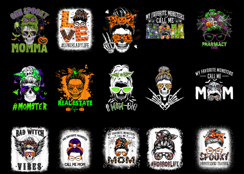 15 Messy Bun Halloween Shirt Designs Bundle For Commercial Use Part 6, Messy Bun Halloween T-shirt, Messy Bun Halloween png file, Messy Bun Halloween digital file, Messy Bun Halloween gift,