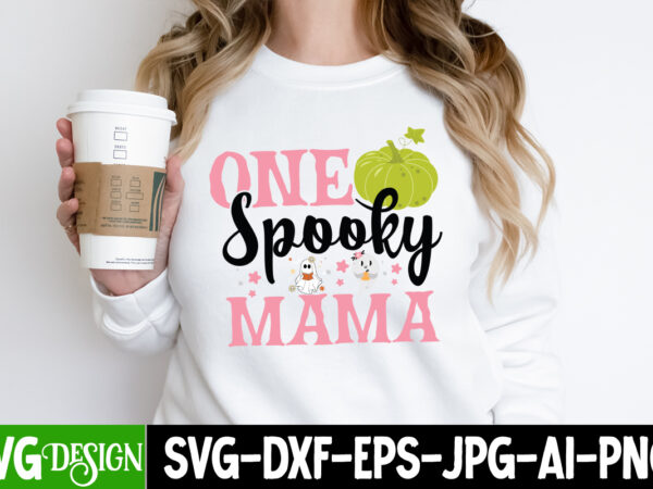 One spooky mama t-shirt design, one spooky mama vector t-shirt design, halloween svg ,halloween svg bundle, hallwoeen shirt , halloween sublimation png, trick or treat sublimation png,halloween gnomes svg ,