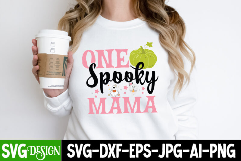 One Spooky Mama T-Shirt Design, One Spooky Mama Vector T-Shirt Design, Halloween SVG ,Halloween SVG bundle, Hallwoeen Shirt , Halloween Sublimation PNG, Trick or Treat Sublimation PNG,Halloween Gnomes SVG ,
