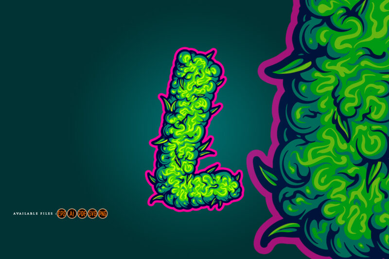 Monogram letter initial L marijuana buds texture