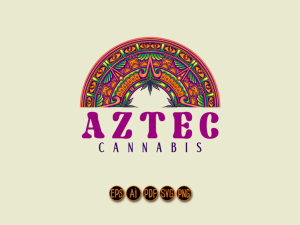 Aztec mandala pattern with cannabis leaf inspired t shirt vector