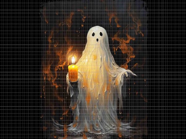 Cute ghost holding candle png, ghost halloween png, ghost png t shirt vector file