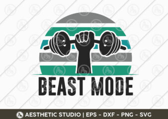 Beast Mode, Workout, Fitness, Weights, Gym, Gym Quotes, Typography, Gym Motivation, Gym T-shirt Design, EPS