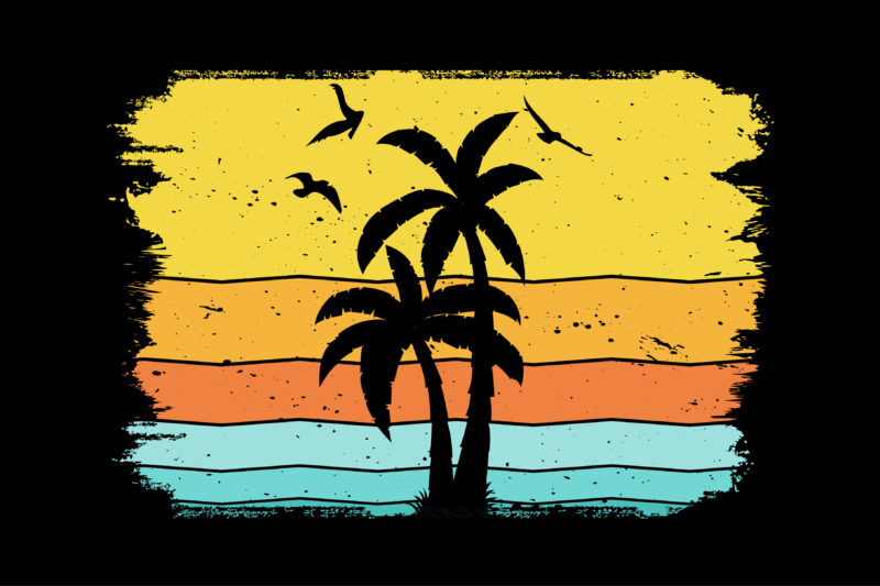 Retro Sunset T-Shirt Graphic Bundle 2