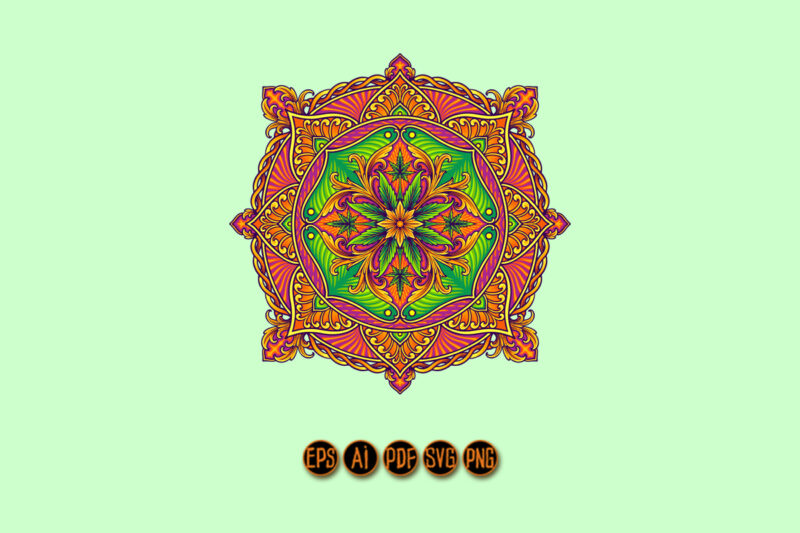 Cannabis mandalas geometric middle eastern
