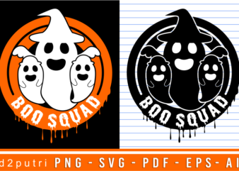 Boo Squad Halloween Kid T shirt Design Graphic Vector, Spooky Boo SVG Design