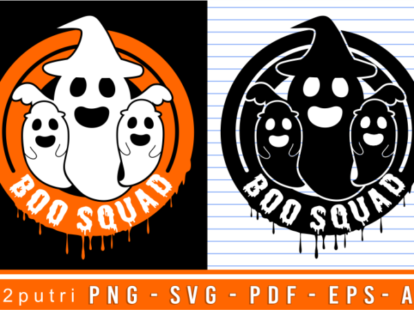 Boo squad halloween kid t shirt design graphic vector, spooky boo svg design