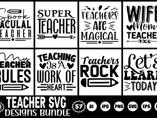 Teacher svg designs bundle