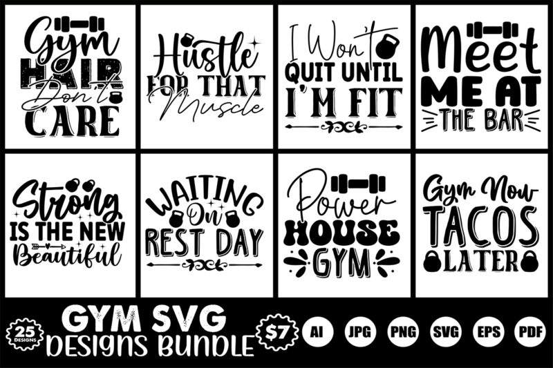 gym svg designs bundle