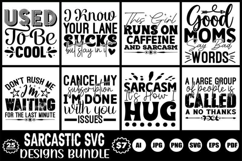 sarcastic svg designs bundle