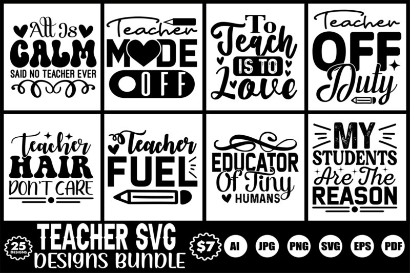 teacher svg designs bundle