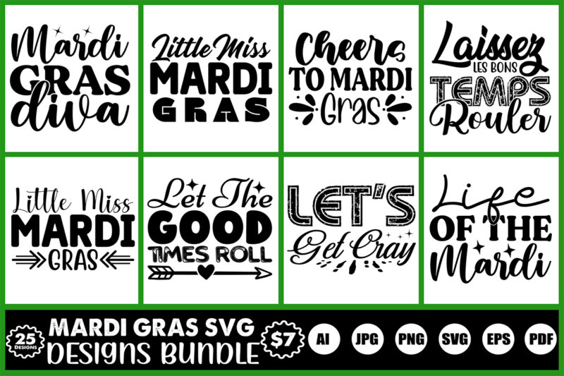 mardi gras svg designs bundle