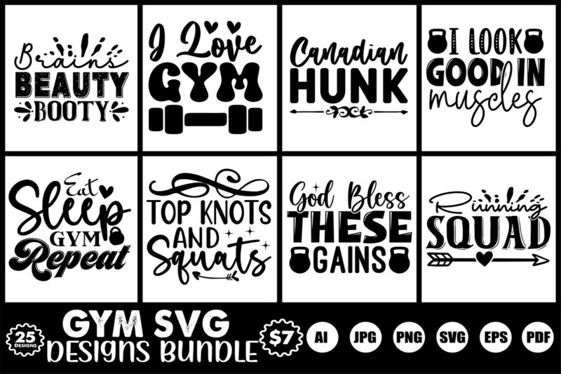 gym svg designs bundle