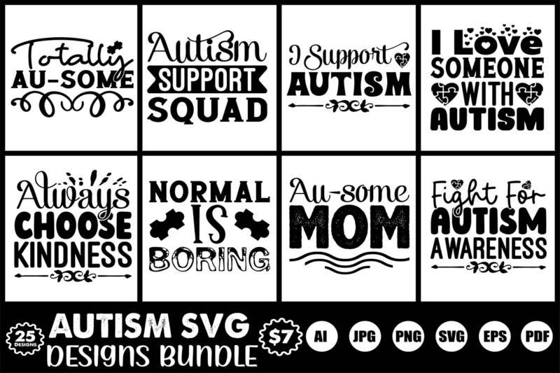 autism svg designs bundle