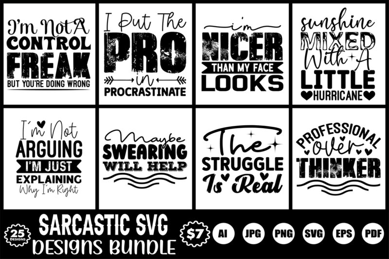 sarcastic svg designs bundle