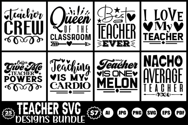 teacher svg designs bundle