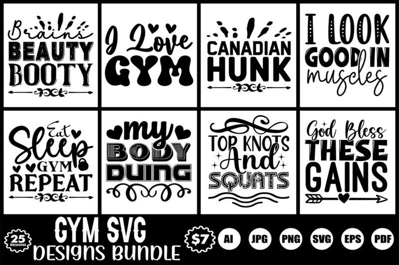 gym svg designs bundle