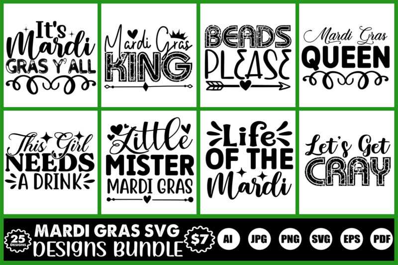 mardi gras svg designs bundle