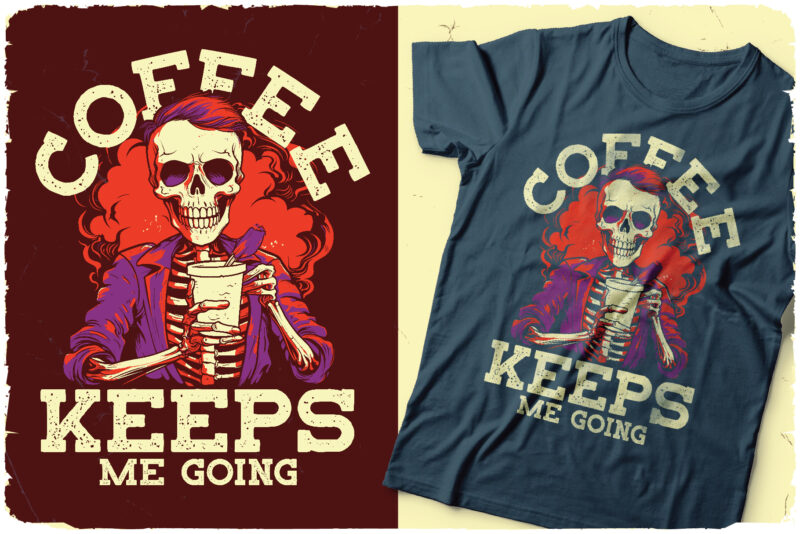 Coffee Man font + 8 t-shirt designs