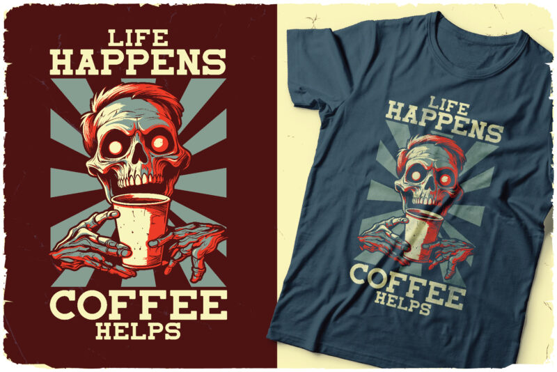 Coffee Man font + 8 t-shirt designs