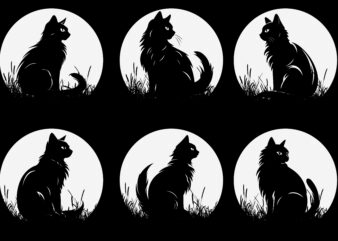 Cat Silhouette T-Shirt Vector Graphic