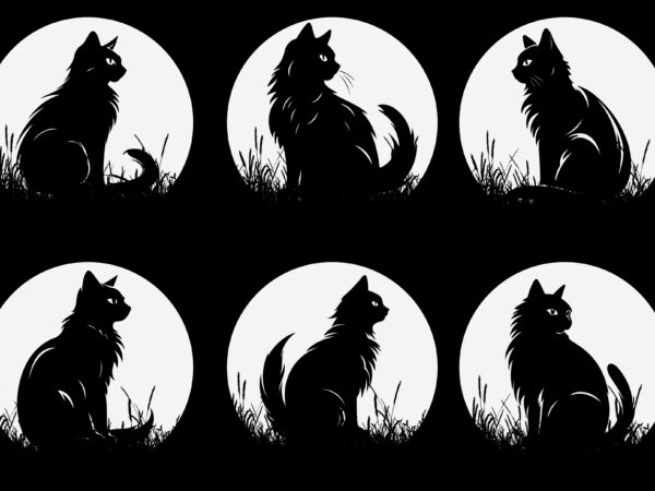 Cat silhouette t-shirt vector graphic