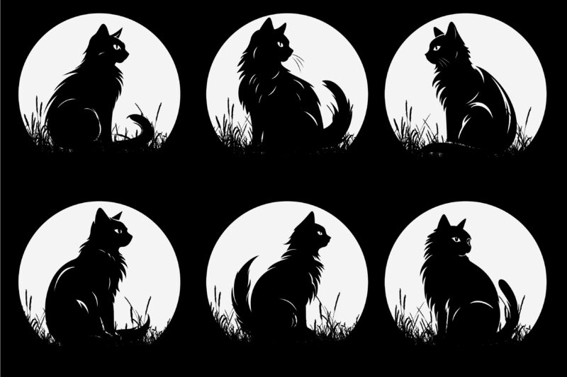 Cat Silhouette T-Shirt Vector Graphic