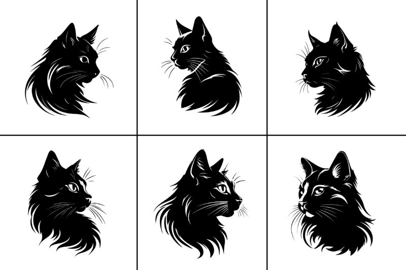 Cat Silhouette Vector Graphic for T-Shirt Design