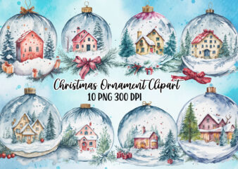 Christmas Ornament Watercolor Clipart