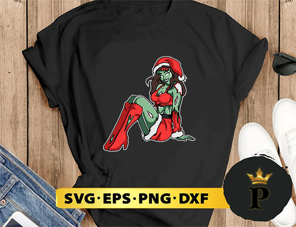 Christmas Zombie Pin Up Girl Pajama SVG, Merry Christmas SVG, Xmas SVG PNG DXF EPS