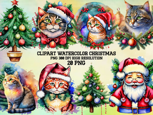 Clipart watercolor christmas t shirt vector file
